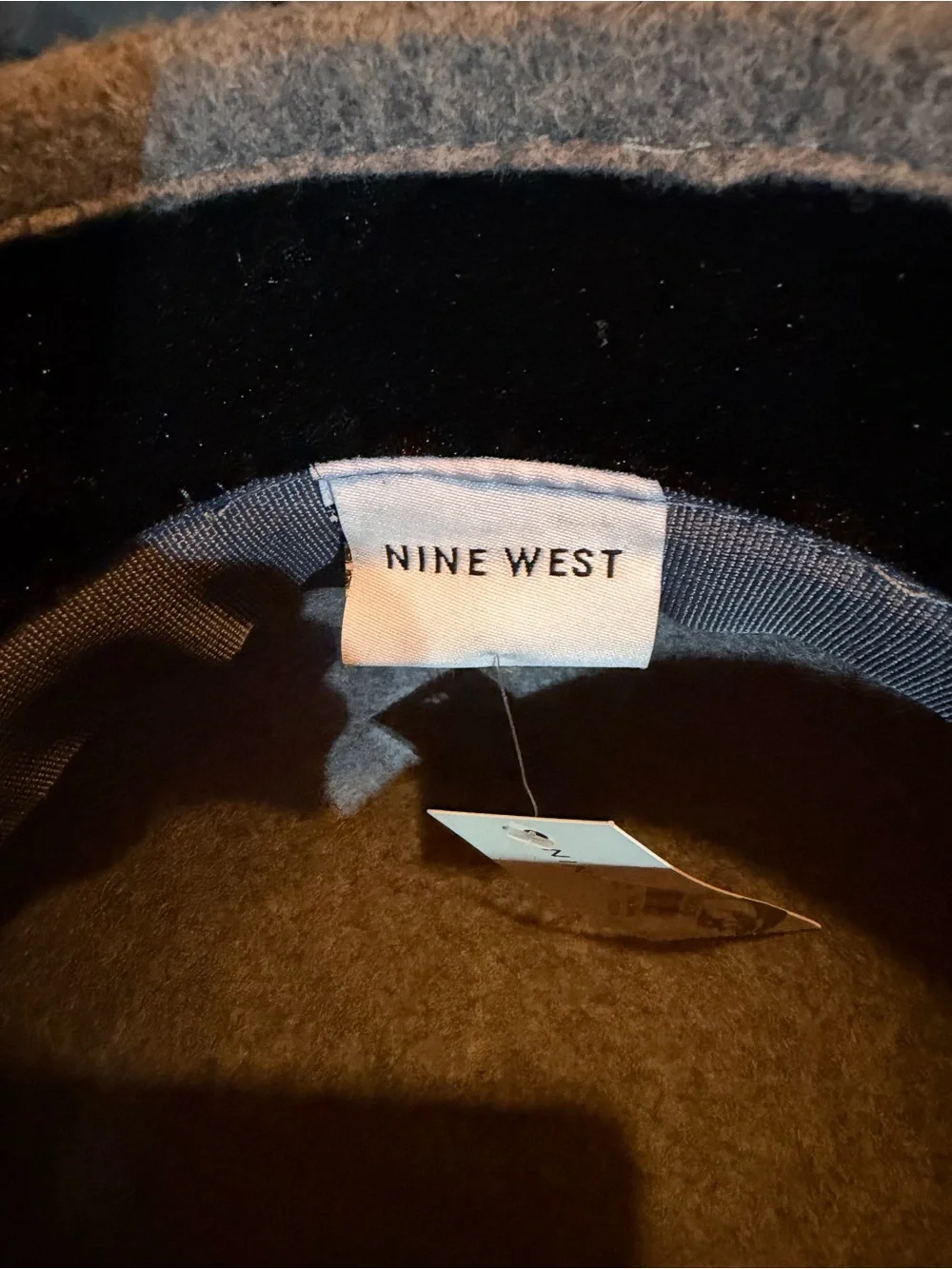 Nine West Grey Wool Cloche Hat with Black Velvet Band